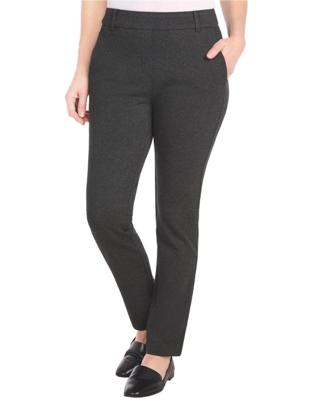 Dalia Women’s Twill Ponte Pant with Pull-On Dark Heather Charcoal XL